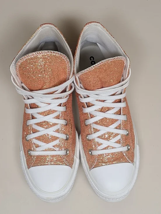 Converse CTAS Lift Metallic glitter platform casual hi top sneakers size 8 1/2 - Picture 4 of 10